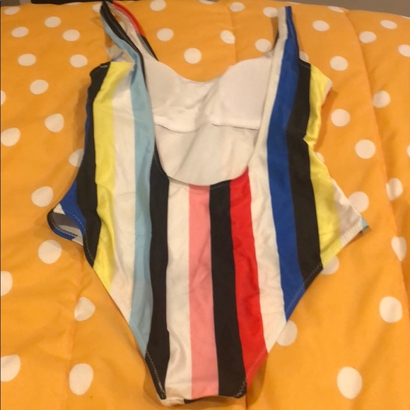 COLORFUL STRIPED PRINTED ONE PIECE BATHING SUIT - Picture 2 of 2